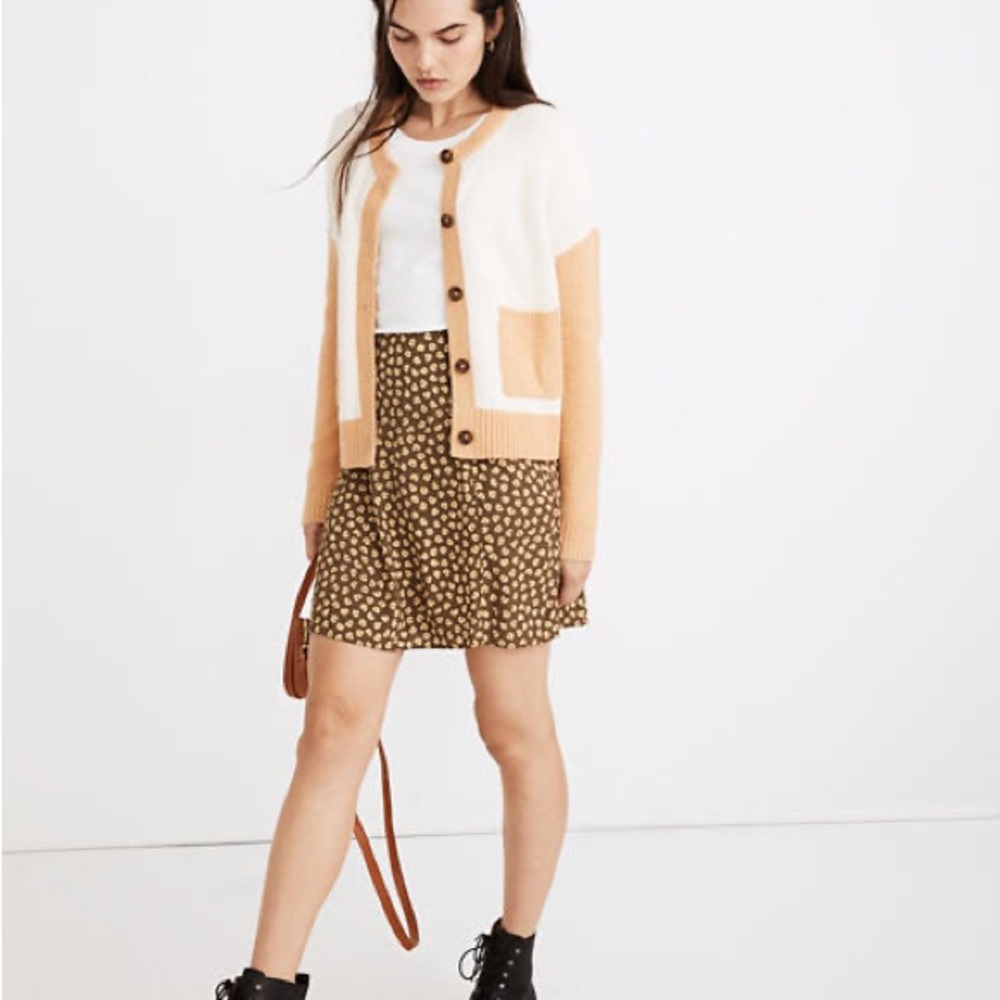 MADEWELL COLORBLOCK CLOBURNE CARDIGAN SWEATER IN COZIEST TEXTURED YARN
